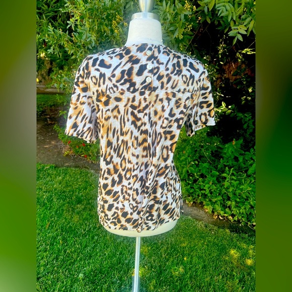 Chico's Animal Print Short Sleeve Top - Brown and Black - Picture 5 of 6